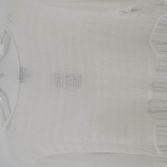 Torrid Babydoll Clip Dot Gauze with Crochet Hem Flare Half Sleeve Top, Size 1X - Picture 9 of 12